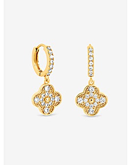Jon Richard Gold Plated Pave Clover Earrings
