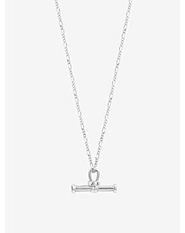 Simply Silver Sterling Silver 925 Polished Textured T Bar Necklace