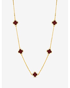 Jon Richard Gold Plated Carnelian Station Clover Necklace