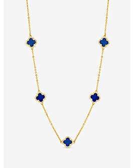 Jon Richard Gold Plated Lapis Station Clover Necklace