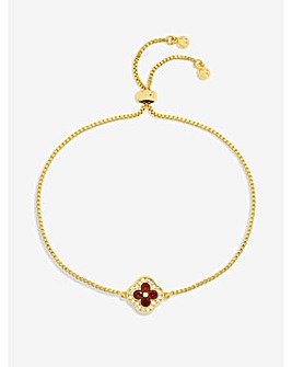 Jon Richard 14K Gold Plated and Ruby Clover Toggle Bracelet