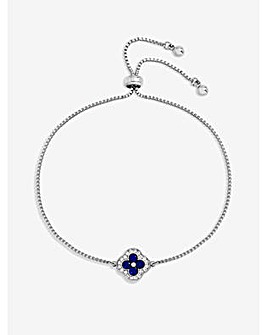 Jon Richard Rhodium Plated and Sapphire Clover Toggle Bracelet