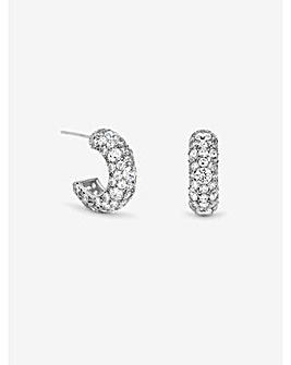 Jon Richard Rhodium Plated Pave Chubby Hoops