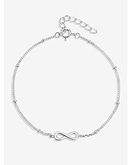 Simply Silver Sterling Silver 925 Polished Infinity Station Chain Bracelet