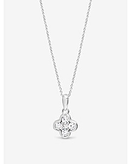 Simply Silver Sterling Silver 925 Cubic Zirconia Clover Pendant - Gift Pouch