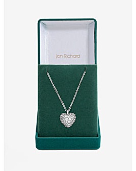 Jon Richard Rhodium Plated and Pave Heart Pendant - Gift Box