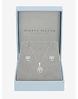 Simply Silver Sterling Silver 925 Polished Tree of Love Set - Gift Boxed