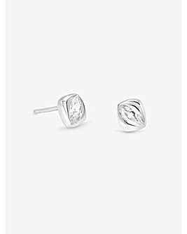 Simply Silver Sterling Silver 925 Polished and Cubic Zirconia Stud Earrings