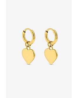 Jon Richard Gold Plated Stainless Steel Heart Charm Hoop Earrings