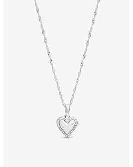Simply Silver Sterling Silver 925 Polished and Pave Heart Pendant