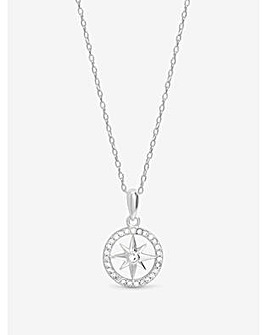 Simply Silver Sterling Silver 925 Cubic Zirconia Pave Celestial Pendant