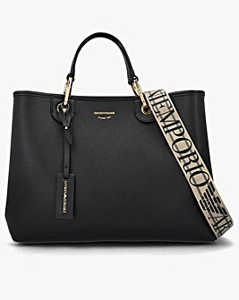 Emporio Armani Black Pebbled Shopper With Pouch