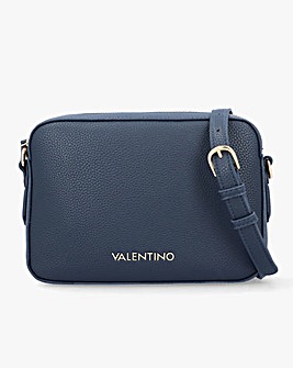 Valentino Bags Brixton II Blue Pebbled Camera Bag