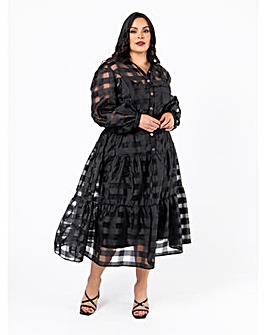 Lovedrobe Luxe Checkerboard Shirt Dress