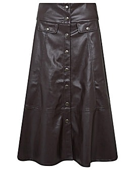 Monsoon Leather-Look Midi Skirt