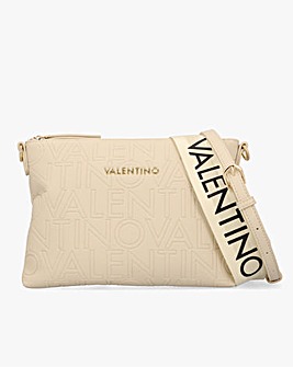Valentino Bags Pansy Logo Top Zip Ecru Cross-Body Bag