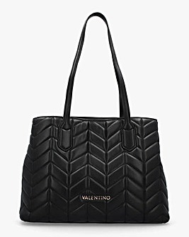 Valentino Bags Petal Quilted Chevron Black Shopper Bag