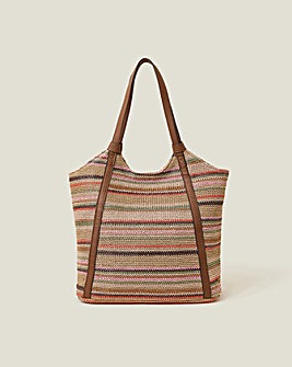 Accessorize Stripe Raffia Shoulder