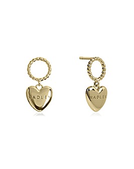 Radley 18ct Gold Plated Hanging Heart Earrings