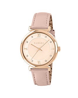 Radley Rose Gold Plated 35mm T-bar Praire Pink Leather Strap