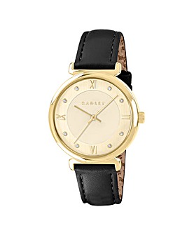 Radley Gold Plated 35mm T-bar Black Leather Strap