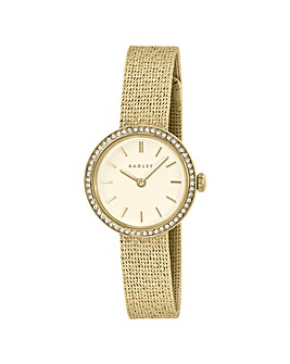 Radley Gold Plated 27mm Stone Set Mesh Watch