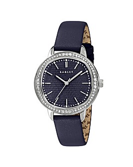 Radley SIlver 36mm Stone Set Ink Leather Strap