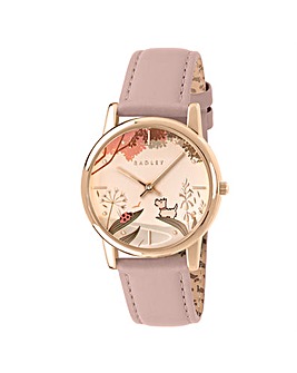 Radley Rose Gold Plated 35mm Praire Pink Leather Strap