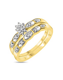 9 Carat Gold and Diamond Two Piece Bridal Ring Set