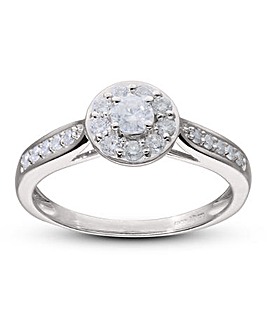 9 Carat White Gold And 1/2 Carat Diamond Ring Including Diamond Set Shoulders