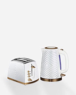 Russell Hobbs Groove Kettle & Toaster Bundle White