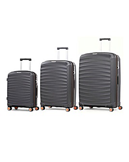 Rock Sunwave 3pc Suitcase Set - Charcoal