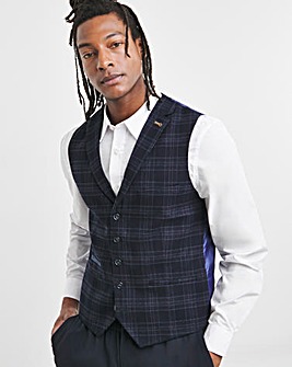 Joe Browns Navy Check Suit Waistcoat