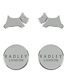 Radley London Ladies Silver Leaping Dog Twin Pack Stud Earrings