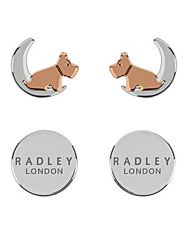 Radley Ladies 18ct Rose Gold and Silver Plated Moon and Stars Twin Pack Earrings