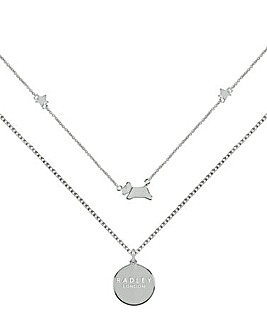 Radley Ladies Silver Plated Leaping Dog and Stars Double Chain Necklace