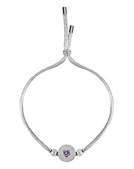 Radley Ladies Silver Plated Amethyst Heart Stud Disc Bracelet