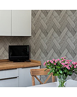 Superfresco Easy Brown/Grey Fishgrass Wooden Geometric Wallpaper