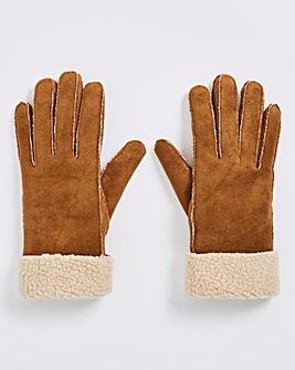Suede Gloves With Faux Fur Lining