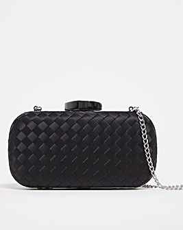 Satin Woven Clutch Bag With Shoulder Strap