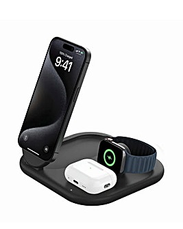 Belkin BoostCharge 3-in-1 Foldable Wireless Charger for Apple Devices - Black