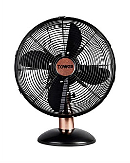 Tower 12 Black & Rose Gold Cavaletto Metal Desk Fan