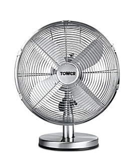 Tower 12 Silver Chrome Metal Desk Fan
