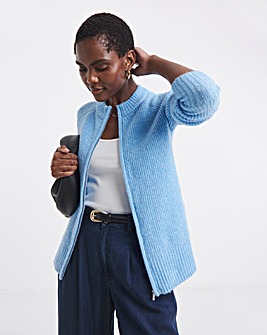 Blue Zip Through Pocket Cardigan
