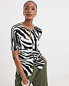 PRINT SHORT SLEEVE CARDIGAN