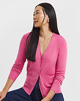 Pink V Neck Cardigan