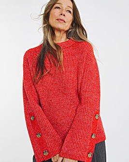 Paprika Button Sleeve Jumper