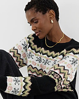 Black Fairisle Tinsel Jumper