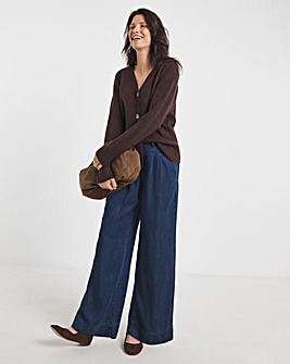 Blue V Neck Seam Detail Cardigan