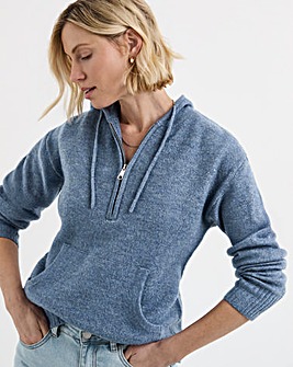 Half Zip Knitted Hoodie